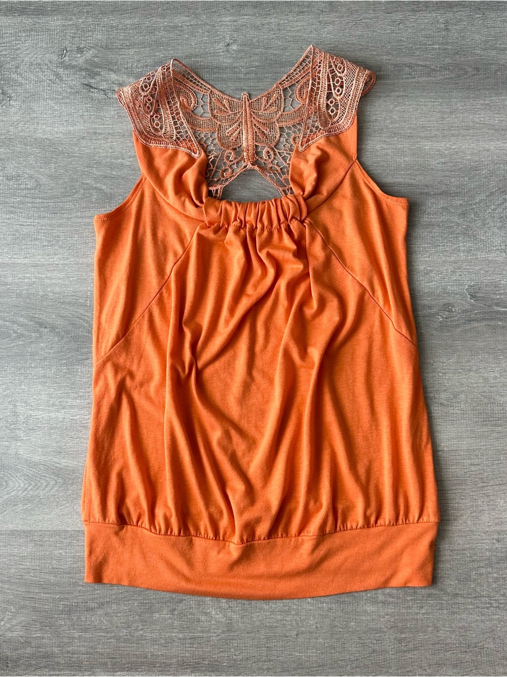 Y2K Enigma Orange Ruffle Neck and Butterfly Lace Back